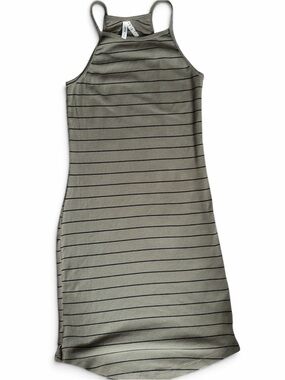 Mudd Olive Green Striped Halter Midi Dress